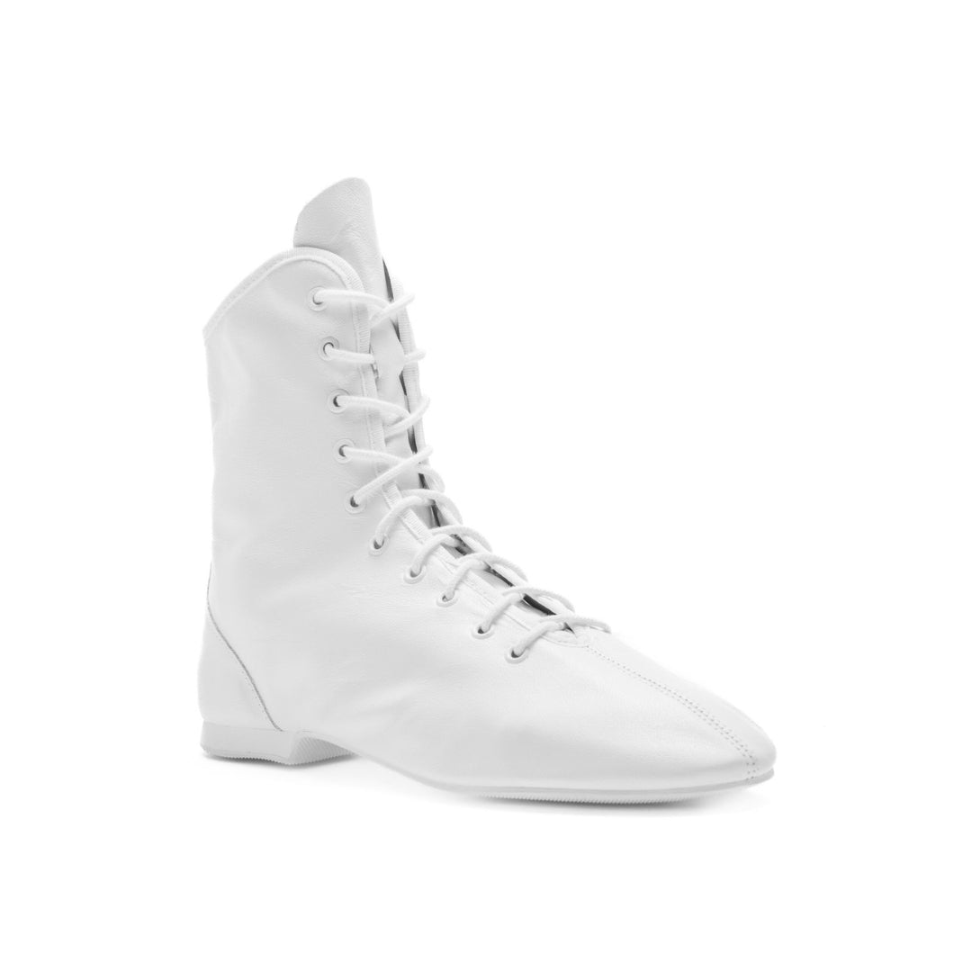 Weißer 4120 HIT I Gardestiefel von Rumpf, High-Top-Wrestling-Style mit Schnürung, auf schlichtem weißem Untergrund.